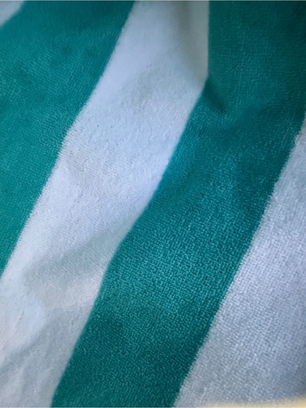 Teal Green White Cabana Stripe Large Cotton Beach Towel